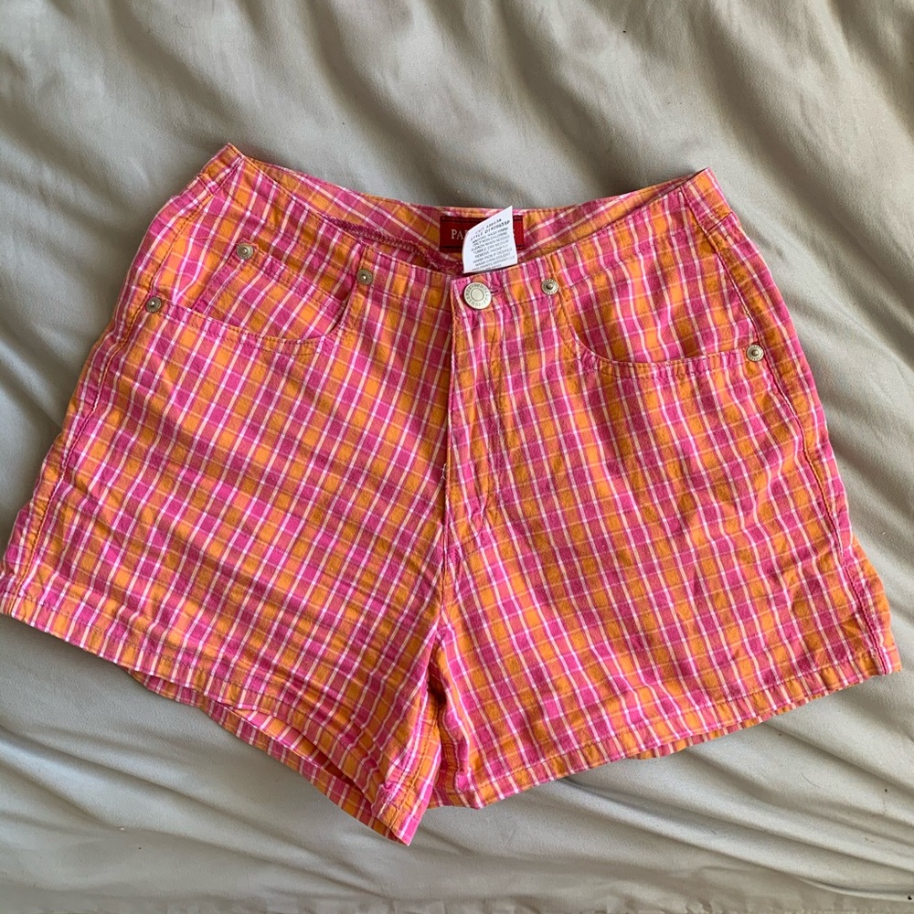 pink plaid shorts